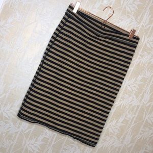 Striped Midi Pencil Skirt